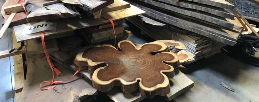 Decorative wood piece being machined image