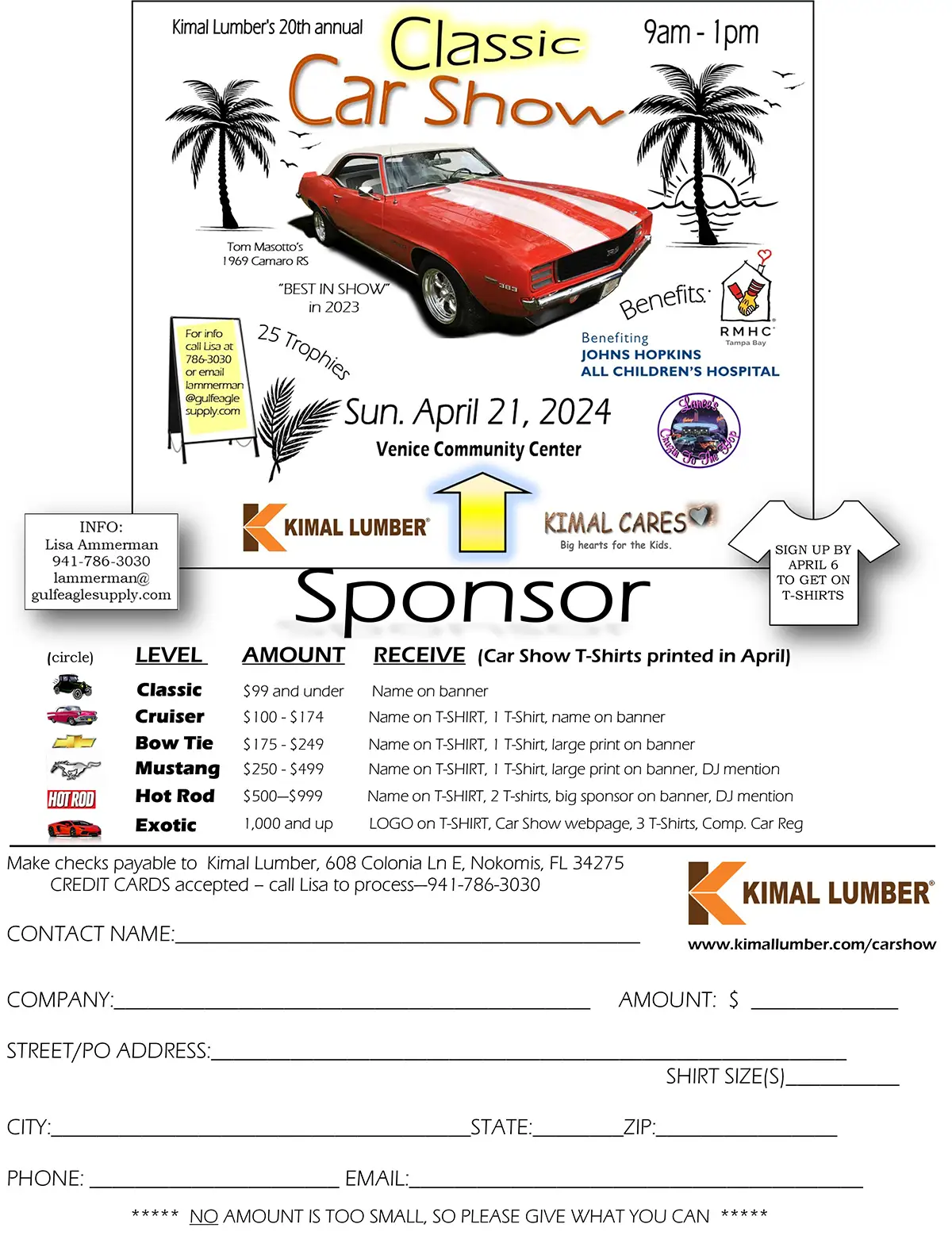 2024 Sponsor Flyer - Kimal Lumber Car Show